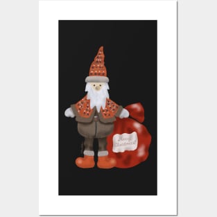 Santa Claus with a bag full of gifts Posters and Art